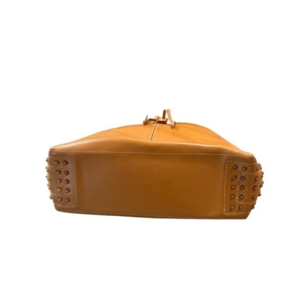 Flavia Pelleterie Made Italy Tan‎ Leather Tote Bag Studded Drawstring Shoulder - Picture 3 of 10